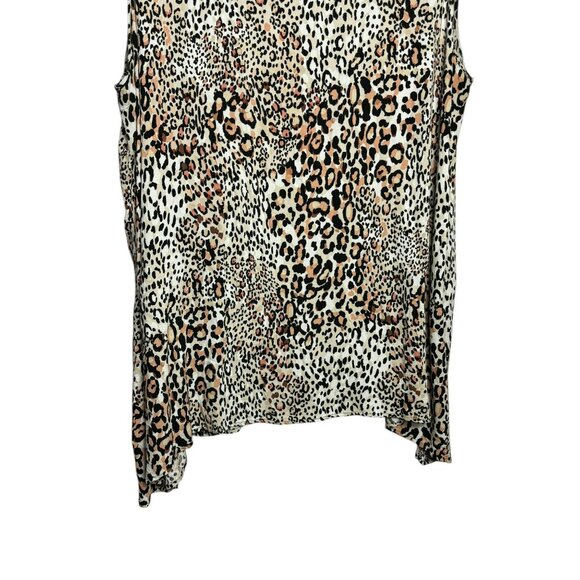Cupio Curvy Womens Button Front Tunic Blouse Size 3X Leopard Print Sleeveless - Picture 6 of 11